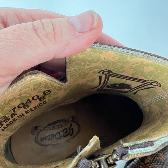 J.B. Dillon Reserve Boots Women's 8 Brown Snake Python Buckle Strap Ankle Bootie - Picture 10 of 11